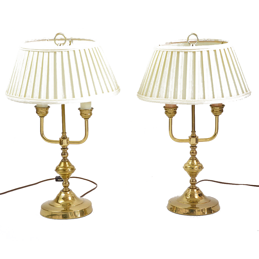 Candlestick Style Brass Table Lamps