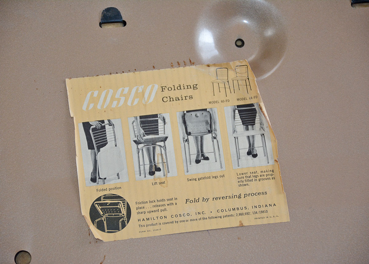 1950s Cosco Folding Table and Three Chairs