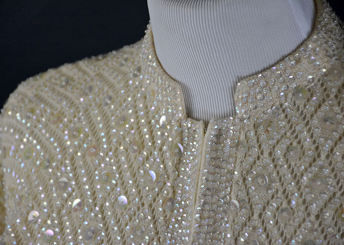 Vintage Sequin Cream Sweater by Bobbie Lau