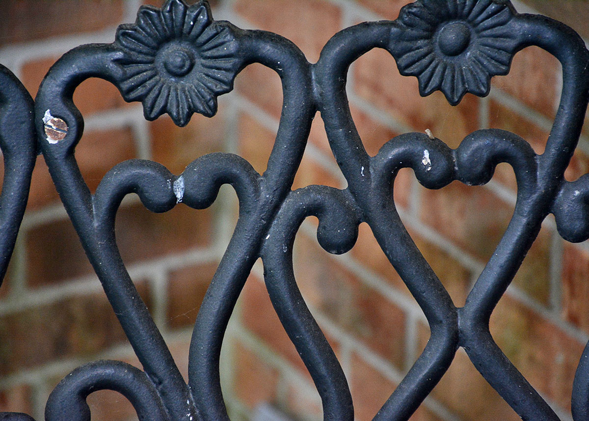 Black Cast Metal Patio Bench