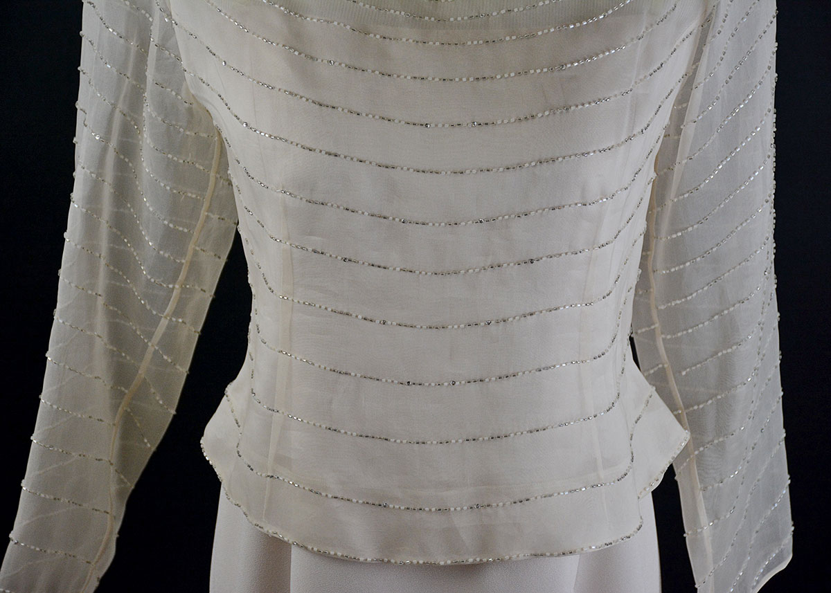 Vintage Daymor Couture Evening Gown With Beaded Illusion Top