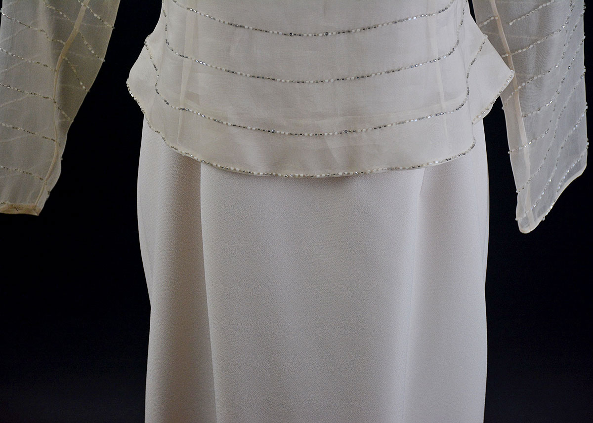 Vintage Daymor Couture Evening Gown With Beaded Illusion Top