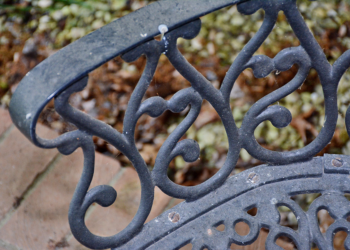 Black Cast Metal Patio Bench