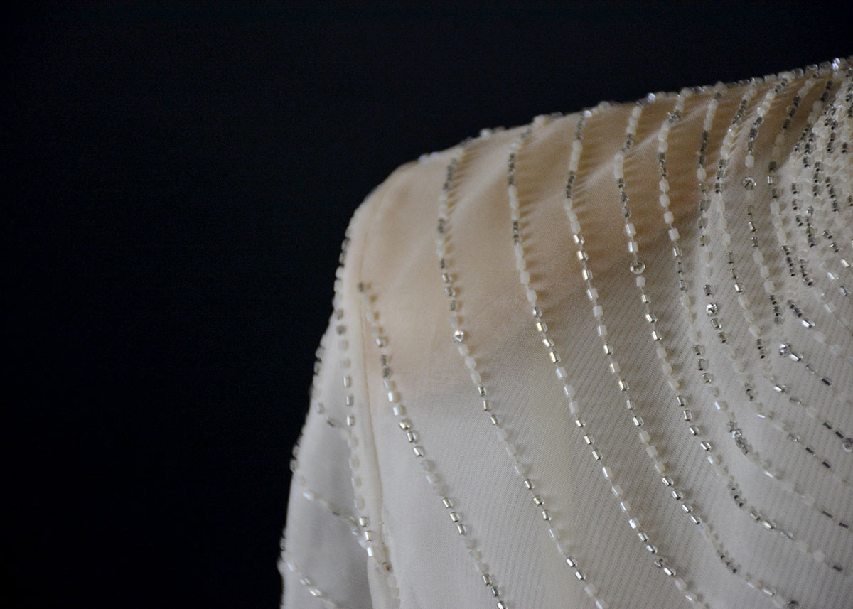 Vintage Daymor Couture Evening Gown With Beaded Illusion Top