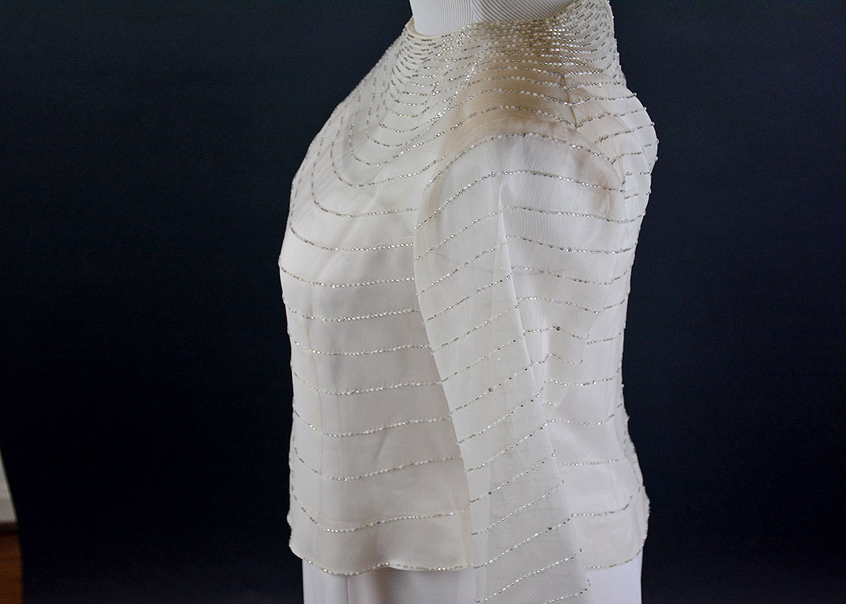 Vintage Daymor Couture Evening Gown With Beaded Illusion Top