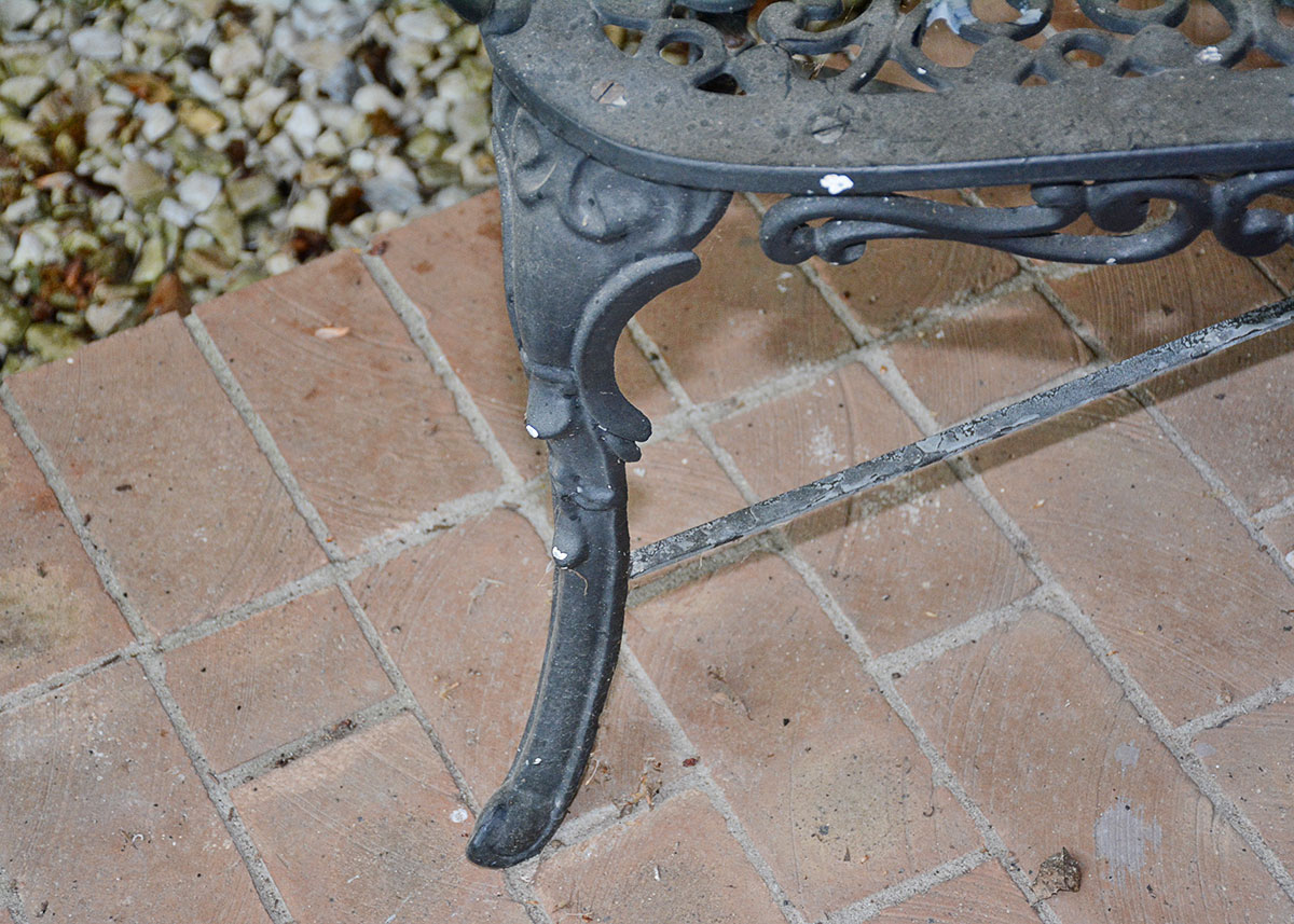 Black Cast Metal Patio Bench