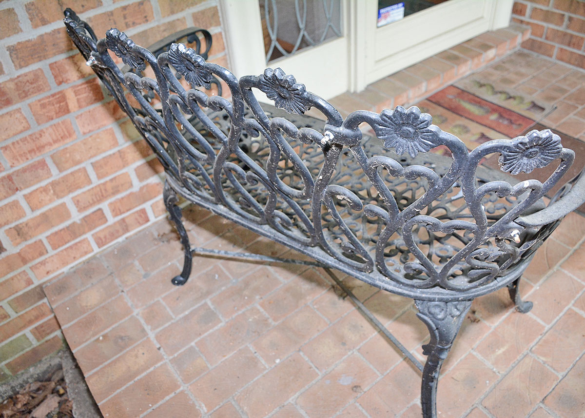 Black Cast Metal Patio Bench