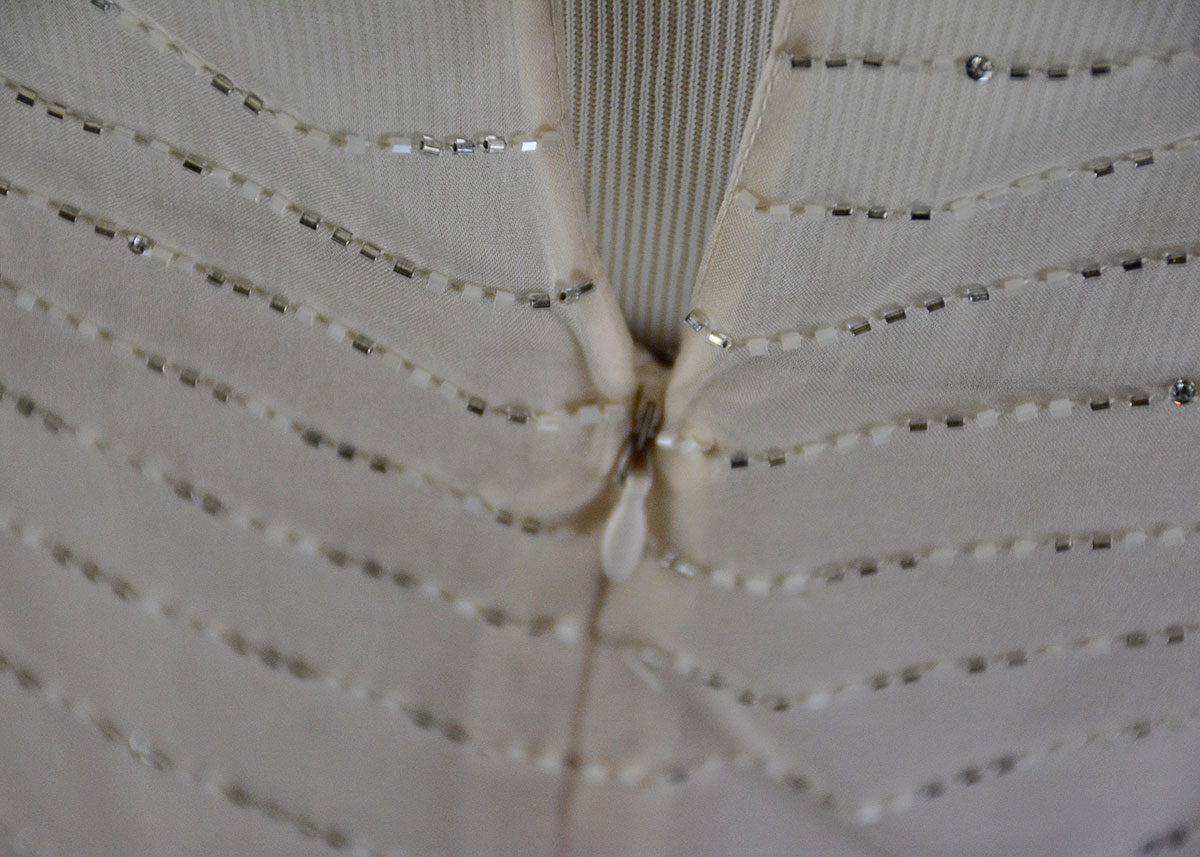 Vintage Daymor Couture Evening Gown With Beaded Illusion Top