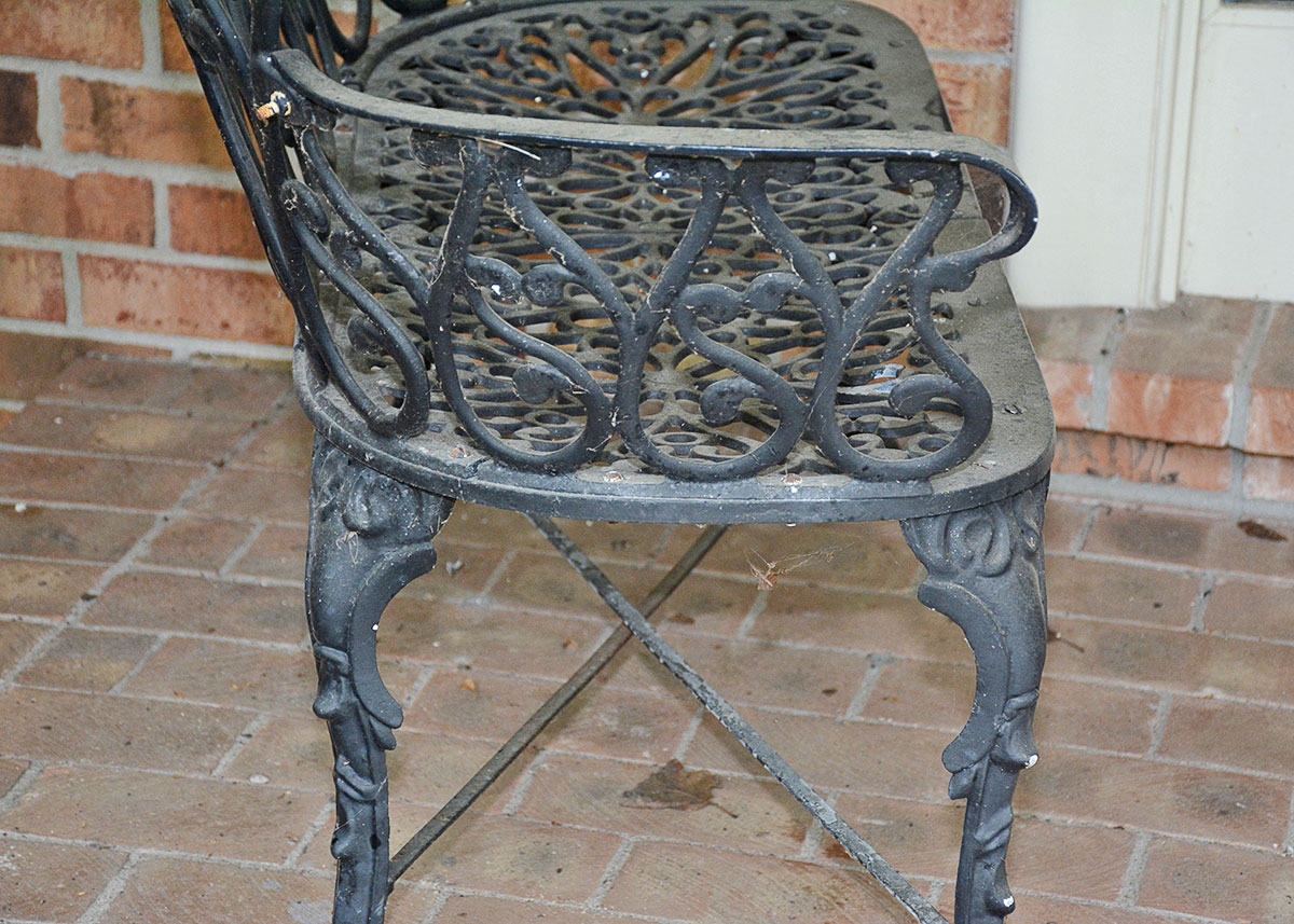 Black Cast Metal Patio Bench