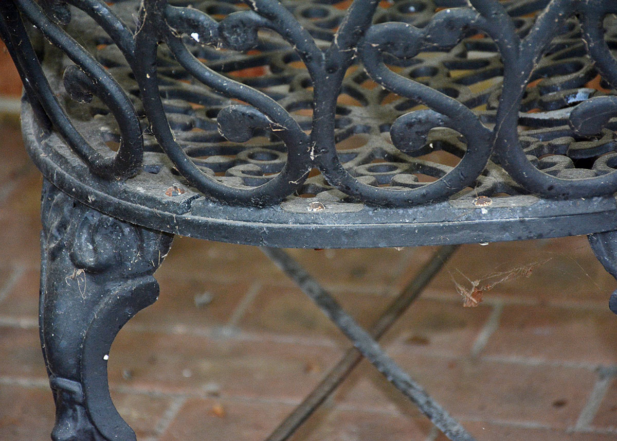 Black Cast Metal Patio Bench