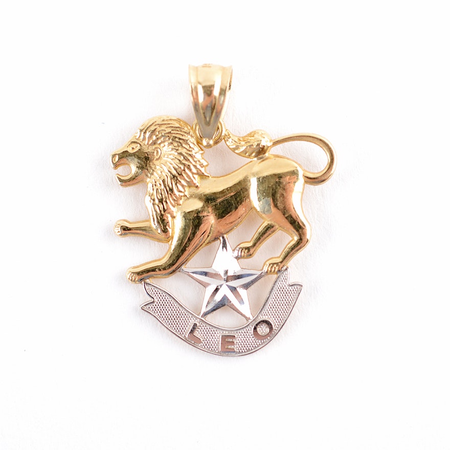 14KT Yellow Gold Zodiac Leo Pendant