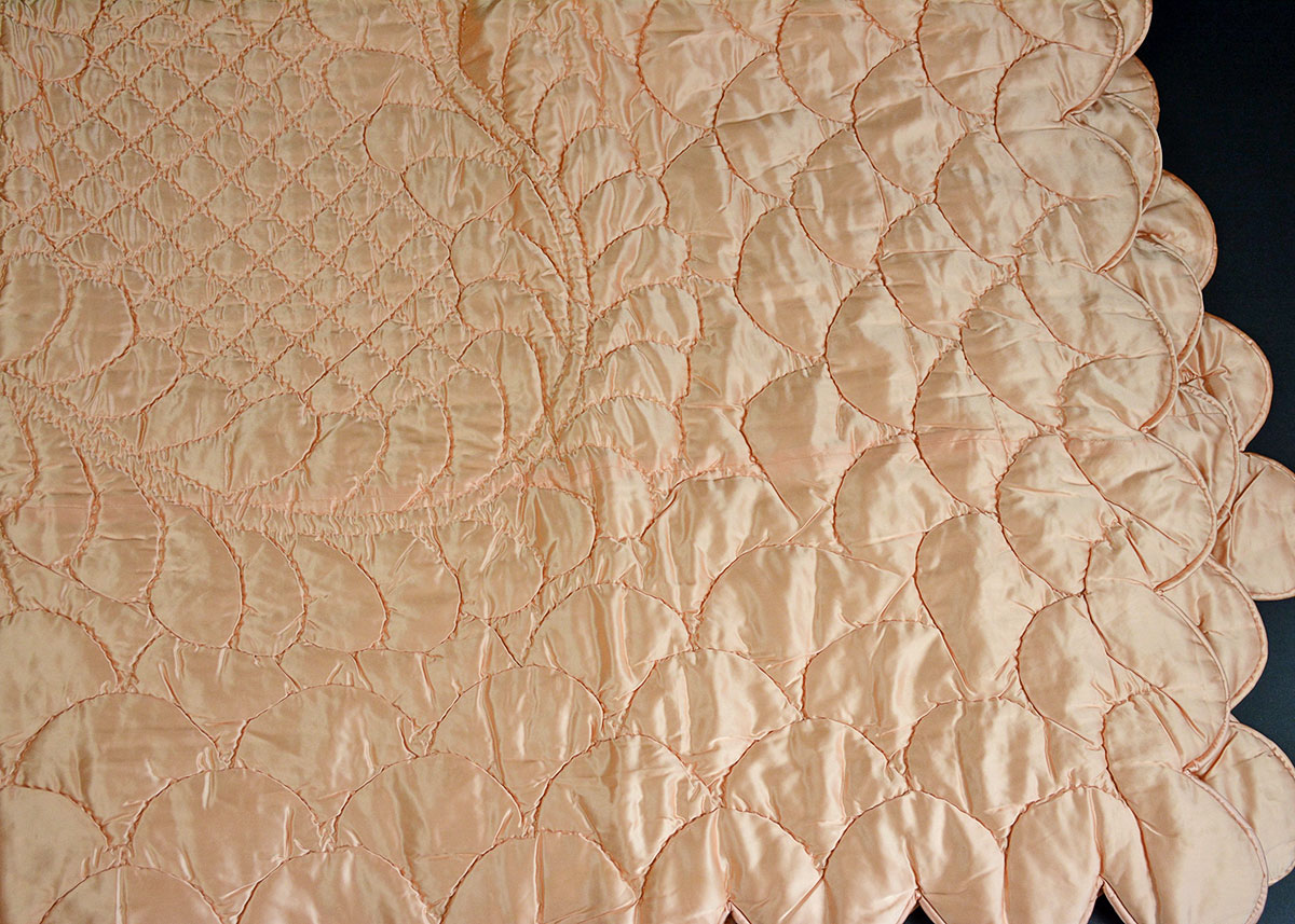 Handmade Peach Satin Quilt