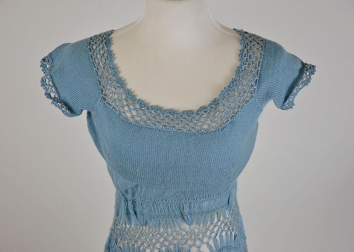 Vintage Blue and Silver Knit Dress