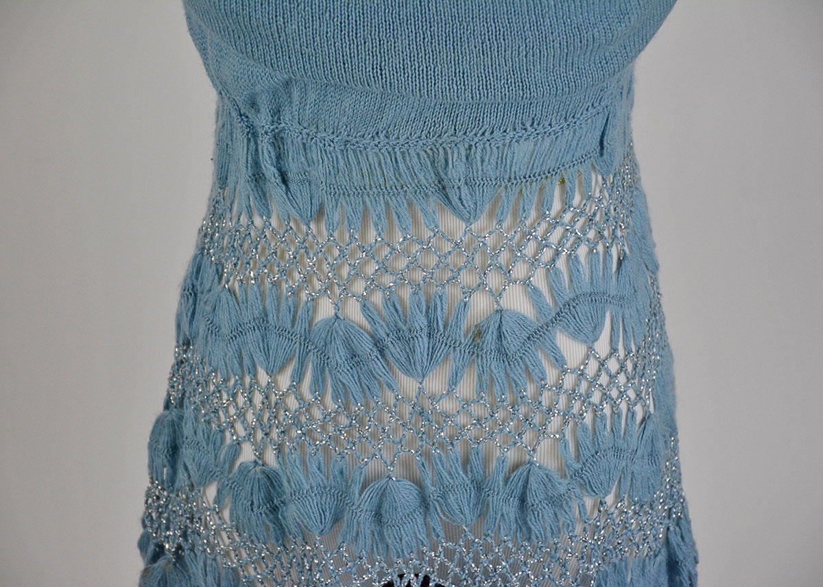 Vintage Blue and Silver Knit Dress