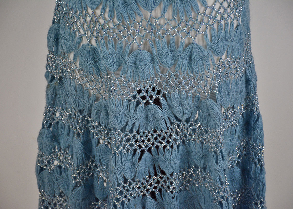 Vintage Blue and Silver Knit Dress