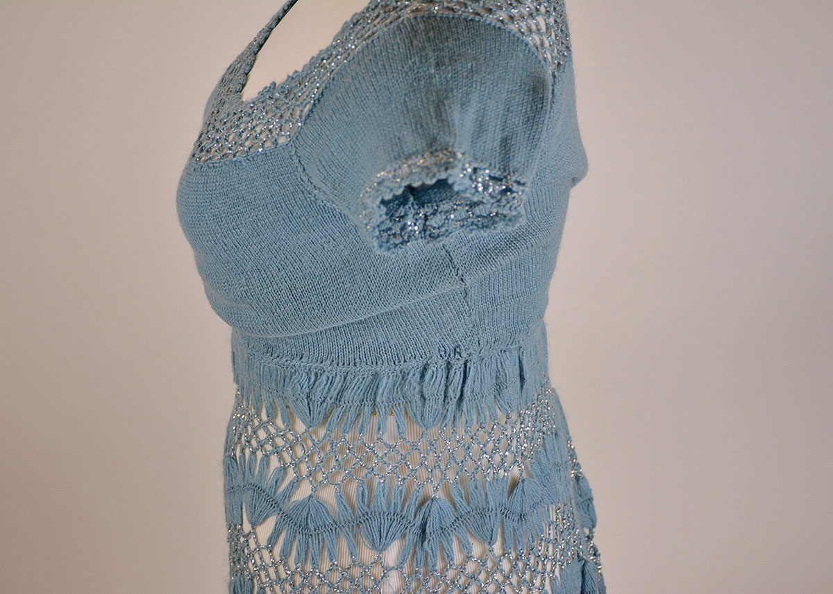 Vintage Blue and Silver Knit Dress