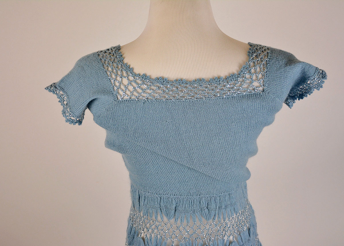 Vintage Blue and Silver Knit Dress