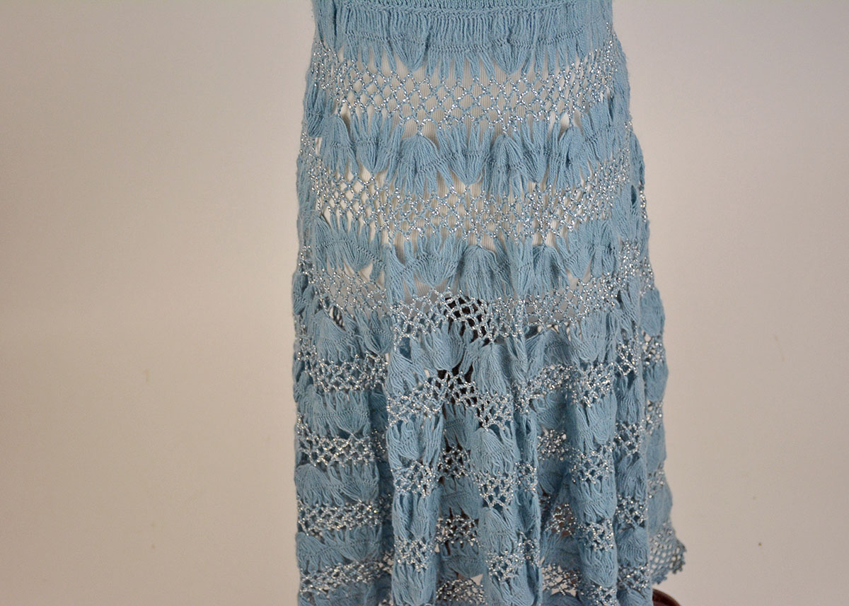 Vintage Blue and Silver Knit Dress