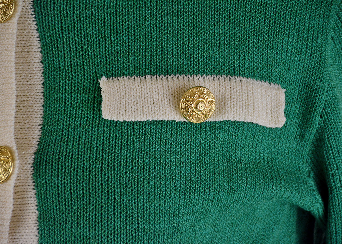 Vintage Green Knit Suit with Pleated Skirt