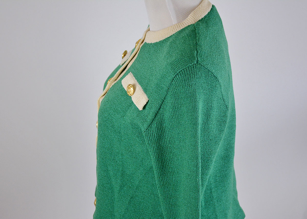 Vintage Green Knit Suit with Pleated Skirt