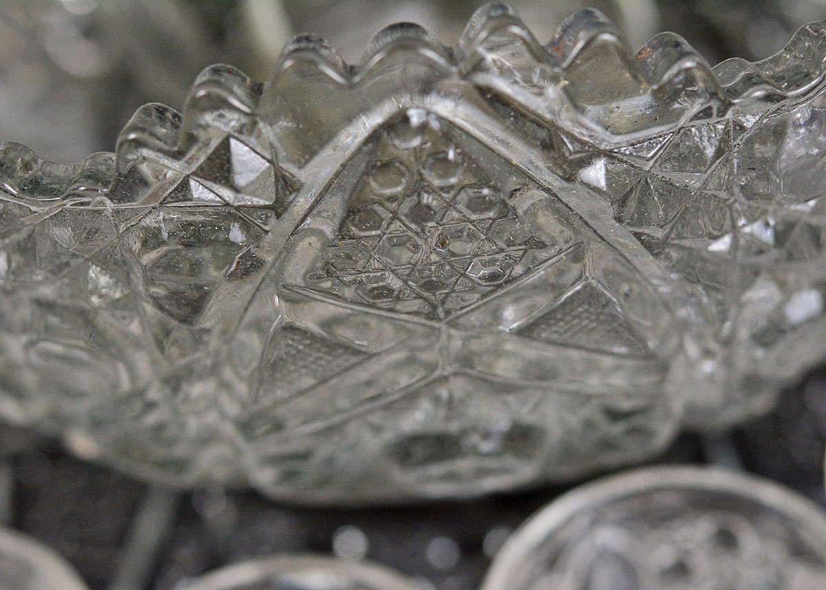 Vintage Smith Glass Punch Bowl Service with Cups