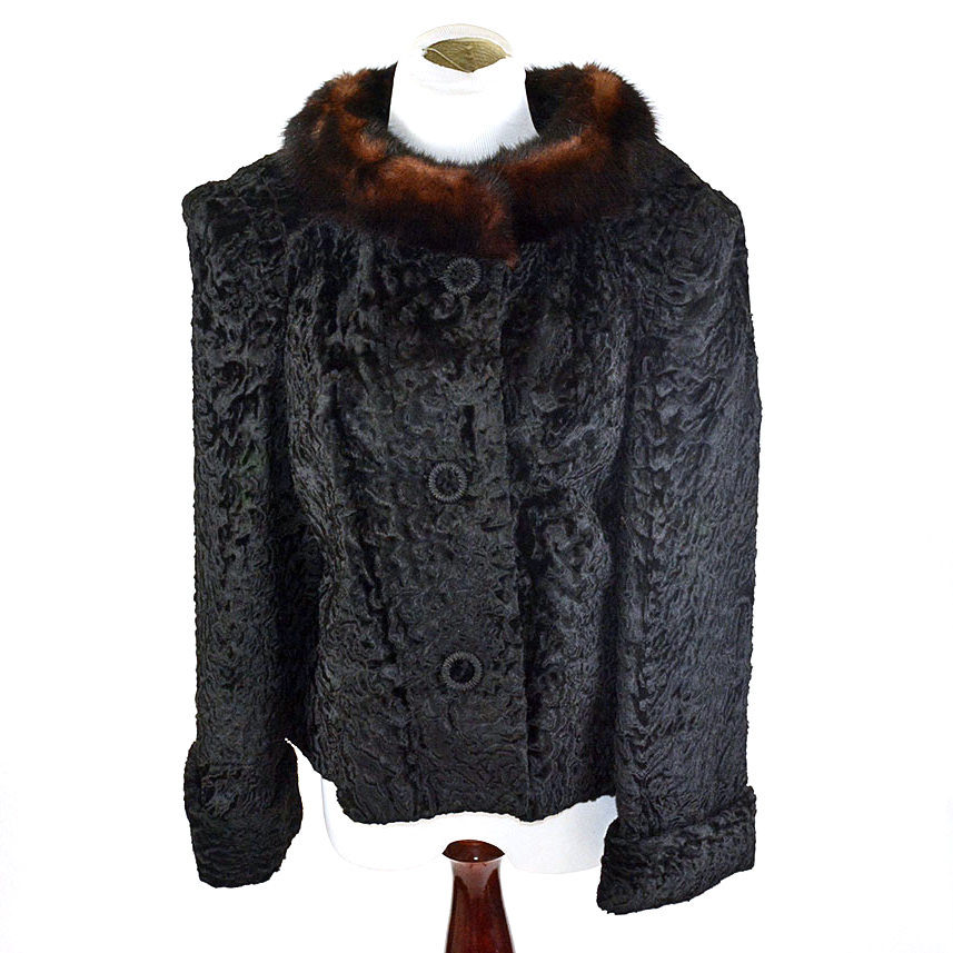 Vintage Mink and Curly Lamb Fur Evening Jacket