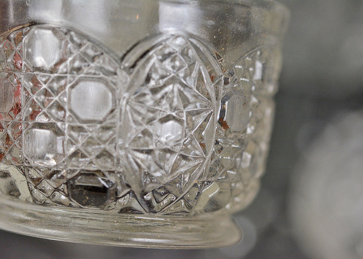 Vintage Smith Glass Punch Bowl Service with Cups