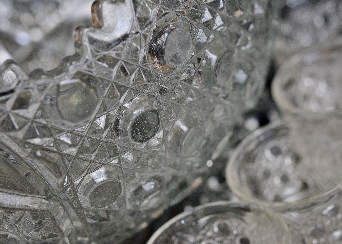 Vintage Smith Glass Punch Bowl Service with Cups