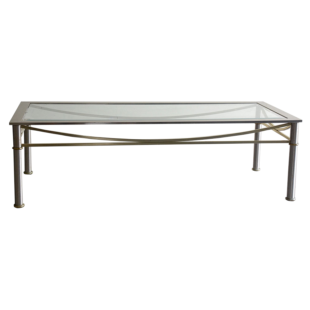 Contemporary Glass Top Metal Table