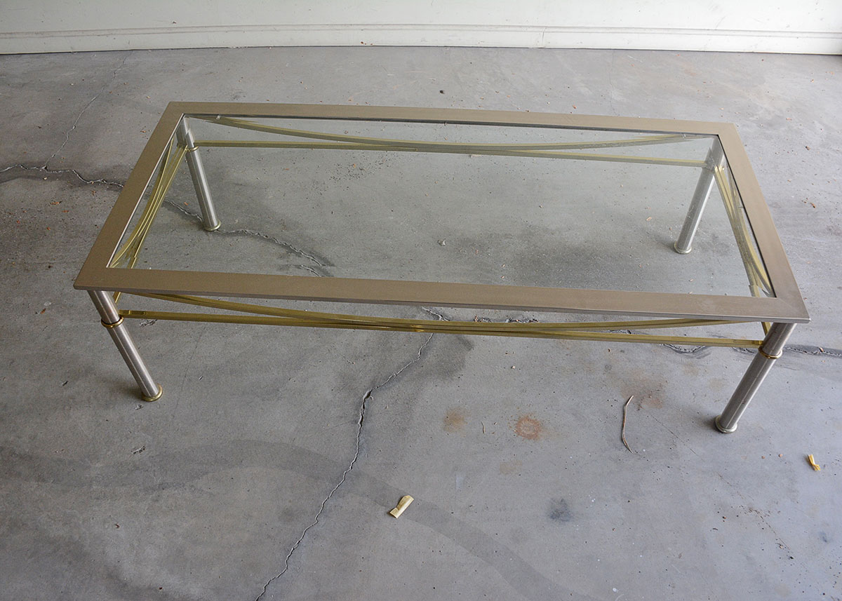 Contemporary Glass Top Metal Table