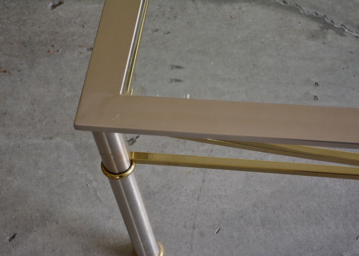 Contemporary Glass Top Metal Table