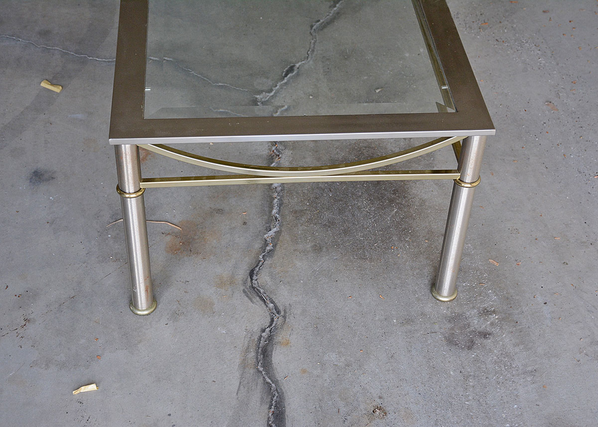 Contemporary Glass Top Metal Table