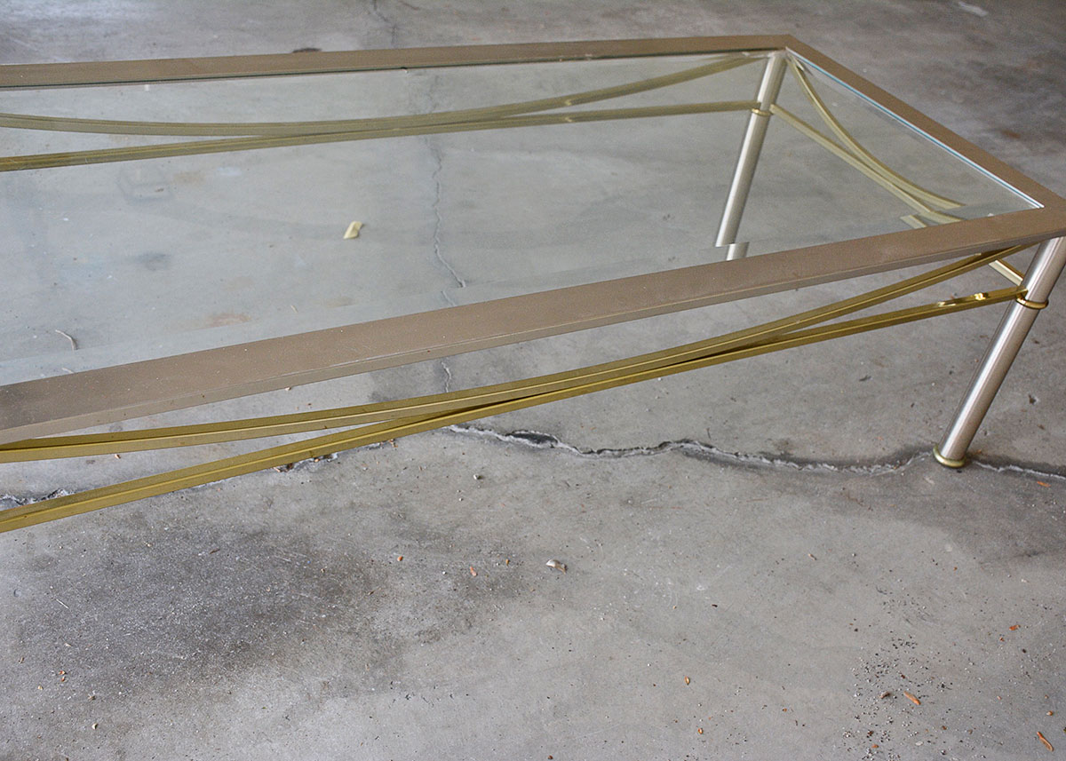 Contemporary Glass Top Metal Table