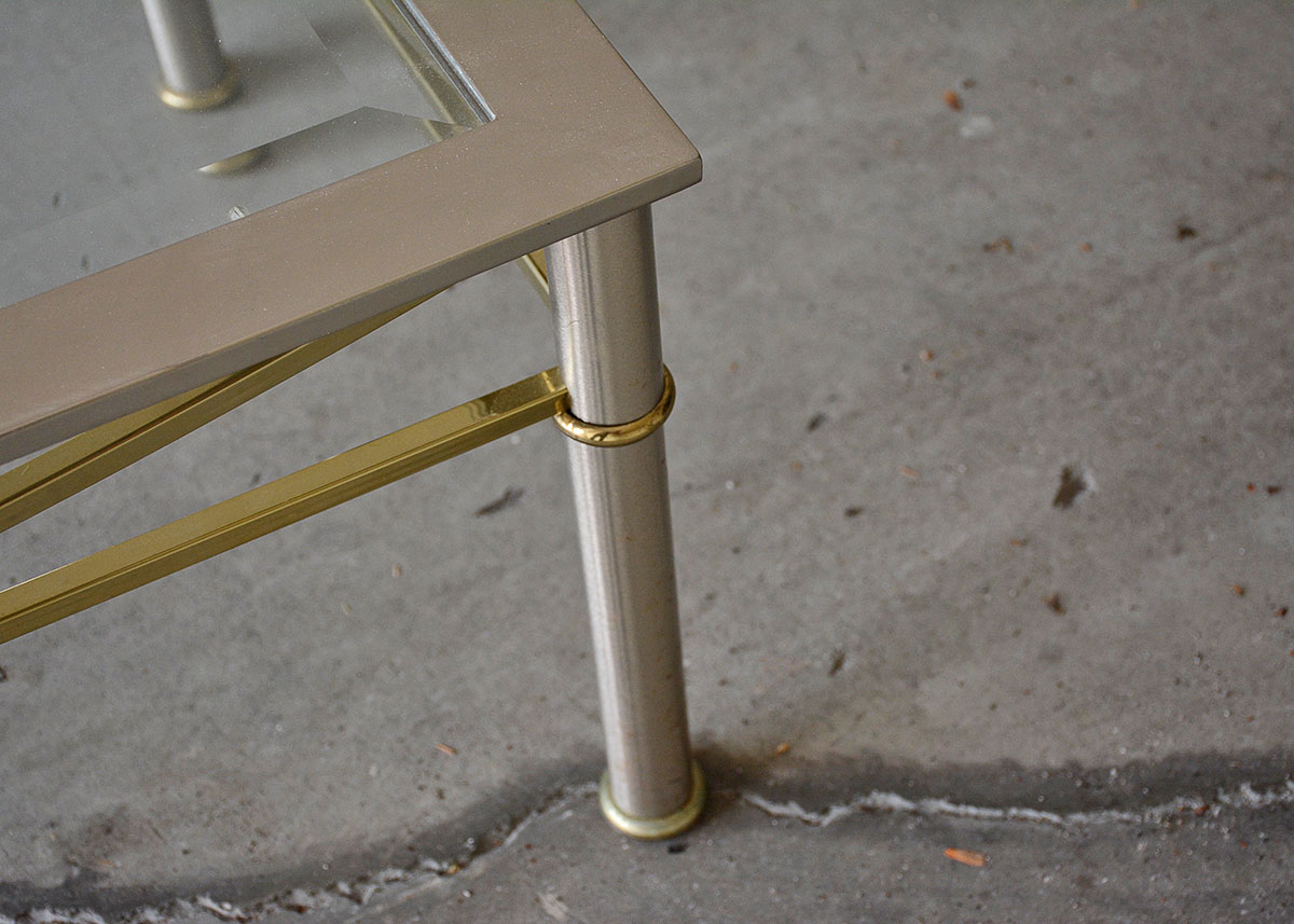 Contemporary Glass Top Metal Table