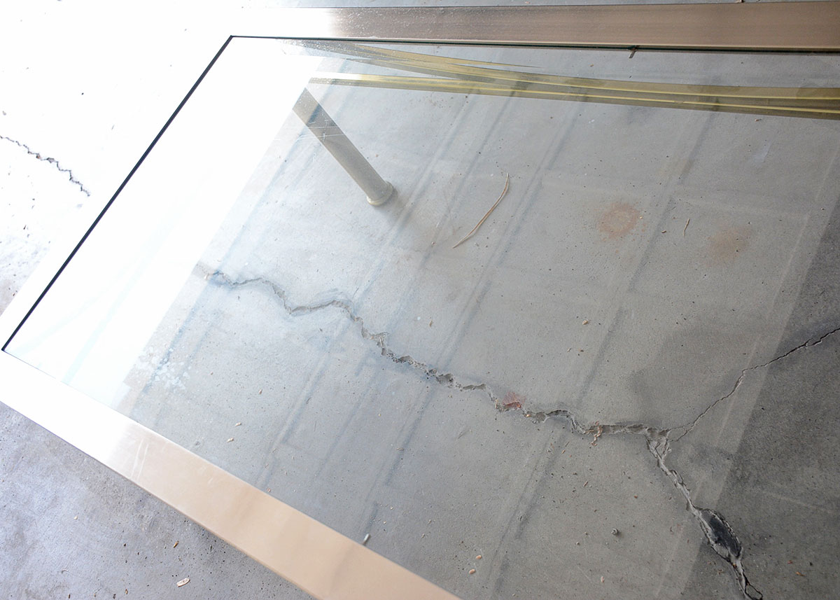 Contemporary Glass Top Metal Table