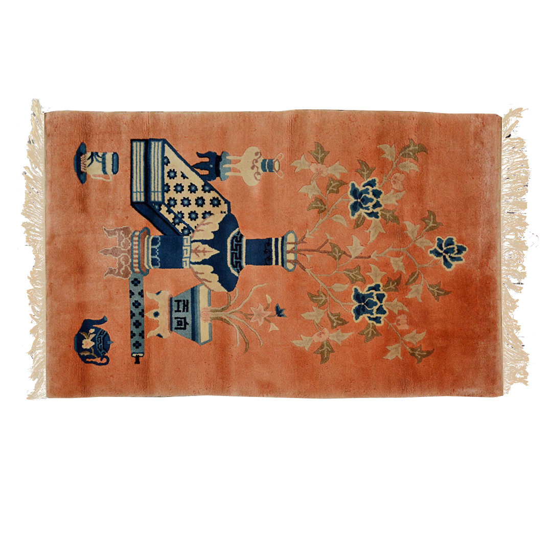 Soft Machine Made Asian Inspired Accent Rug