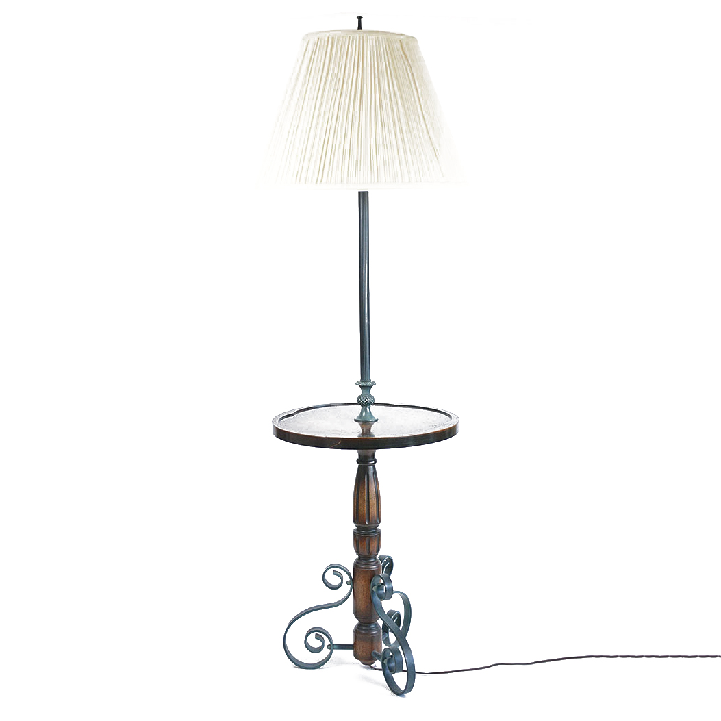 Floor Lamp with Fruitwood Tray Table