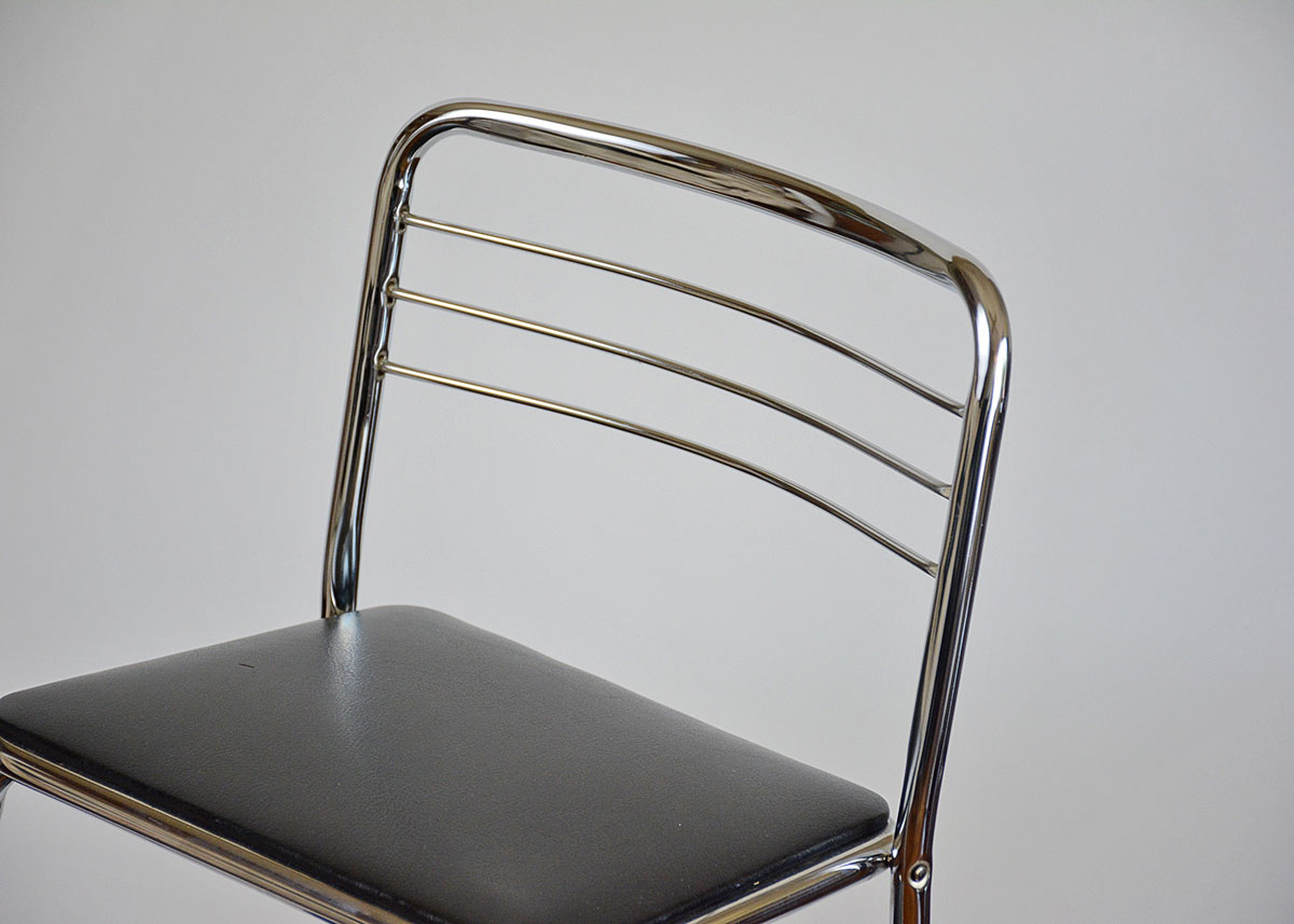 Black and Chrome Collapsible Kitchen Stool