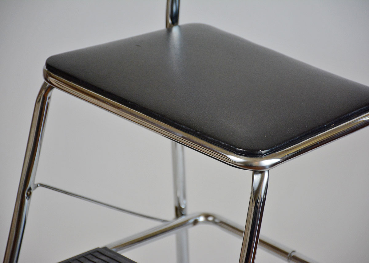 Black and Chrome Collapsible Kitchen Stool
