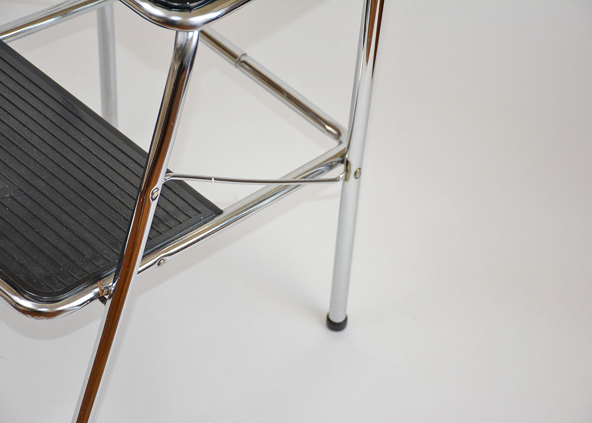 Black and Chrome Collapsible Kitchen Stool