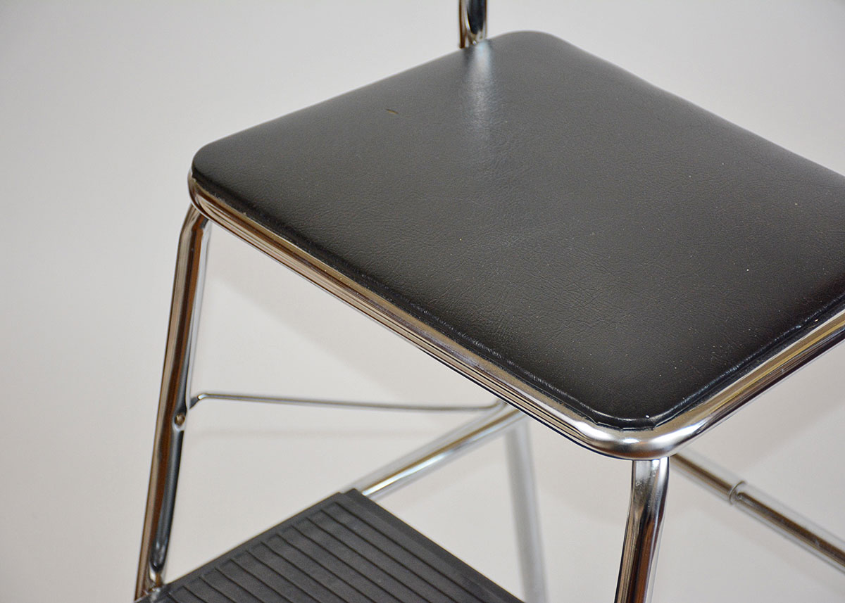 Black and Chrome Collapsible Kitchen Stool