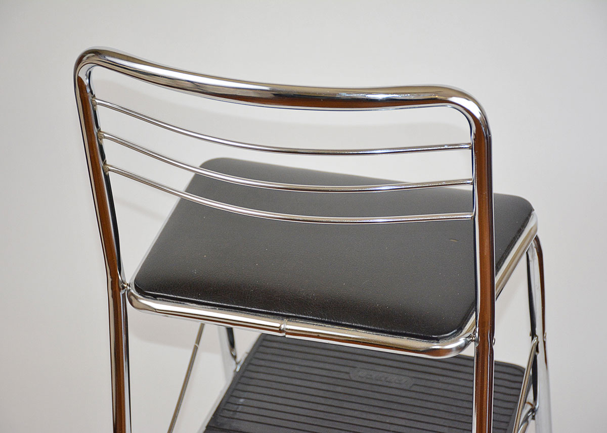Black and Chrome Collapsible Kitchen Stool