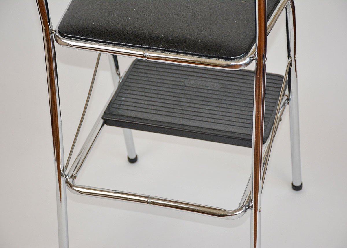 Black and Chrome Collapsible Kitchen Stool