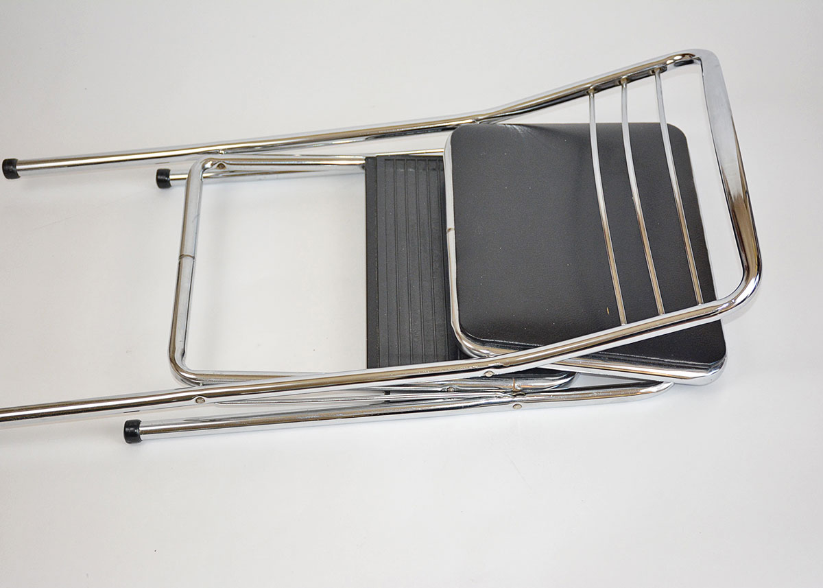 Black and Chrome Collapsible Kitchen Stool
