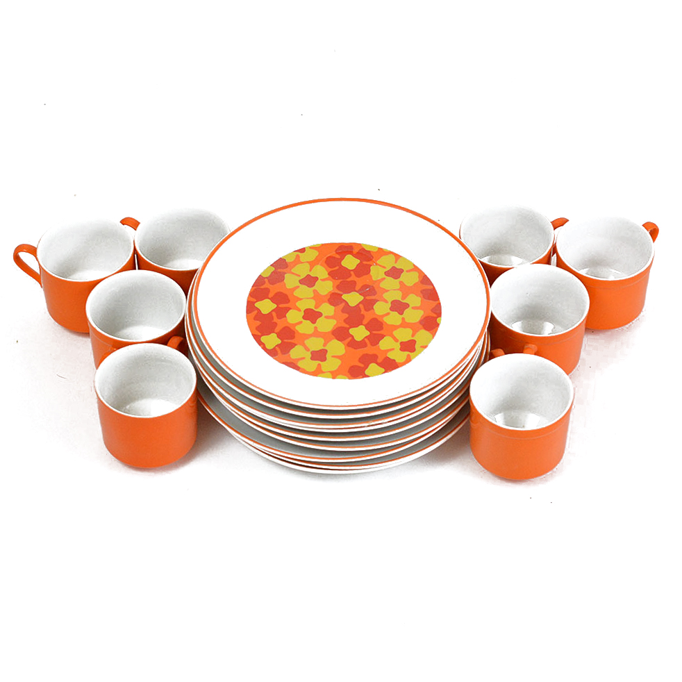 Vintage Orange Cup and Plate Snack Sets