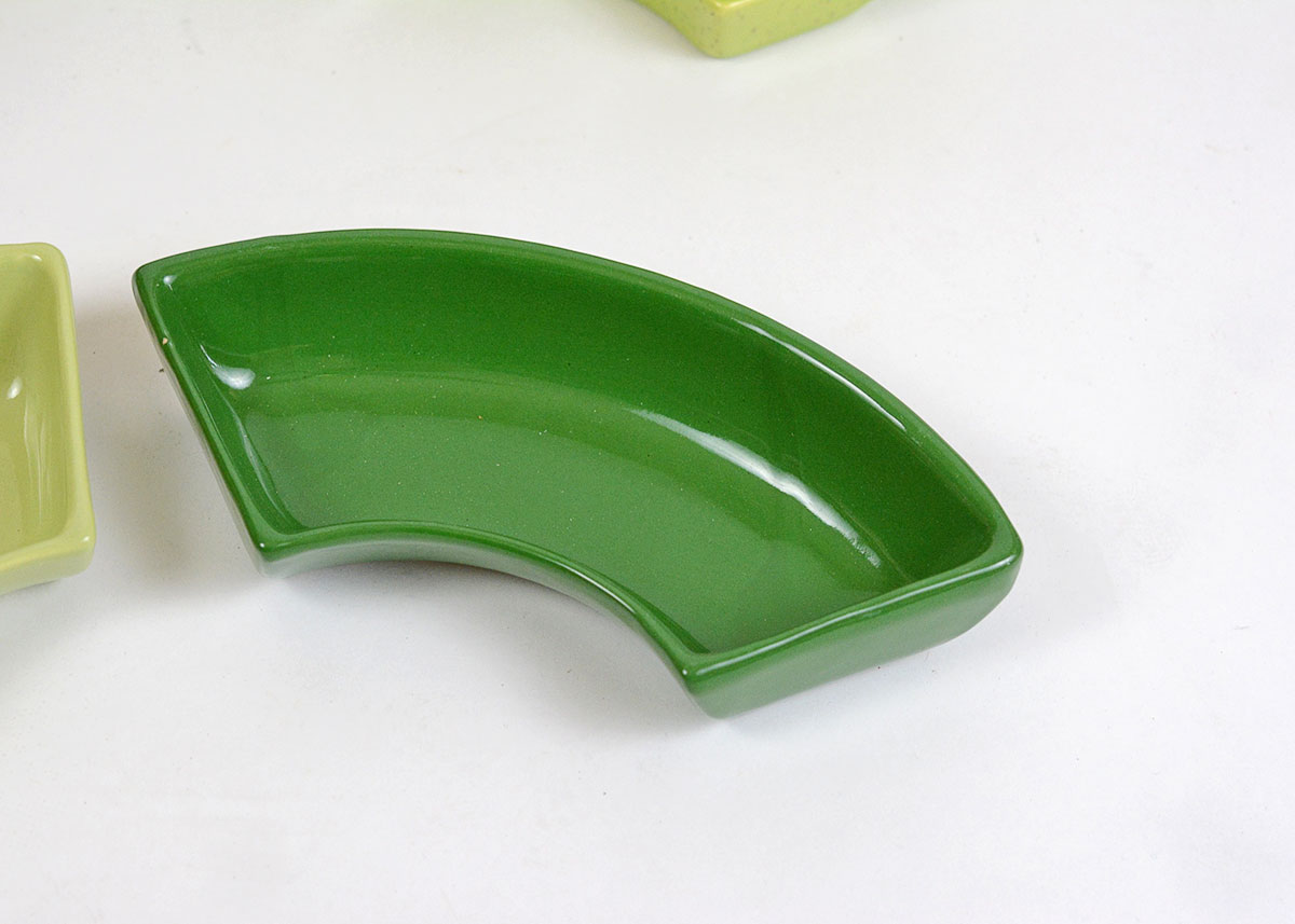 Pair of Ceramic Condiment Dishes in Shades of Green