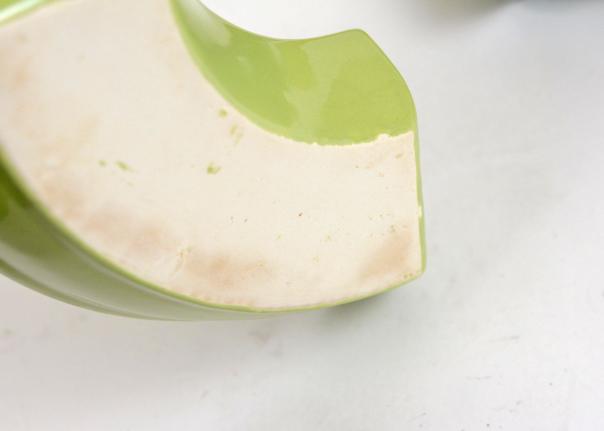 Pair of Ceramic Condiment Dishes in Shades of Green