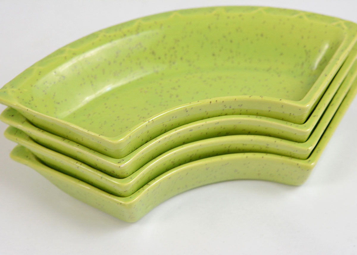 Pair of Ceramic Condiment Dishes in Shades of Green