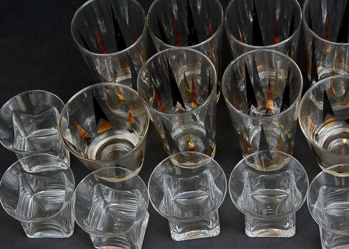 Two Sets of Mid Century Modern Glasses