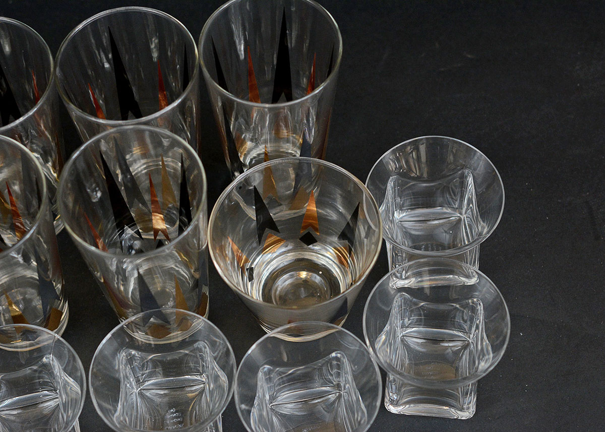 Two Sets of Mid Century Modern Glasses
